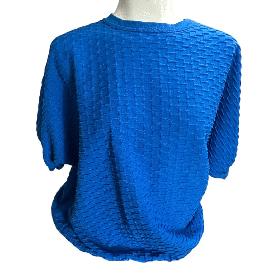 Vintage Kendon Textured Cobalt Blue Short Sleeve Blouse Top